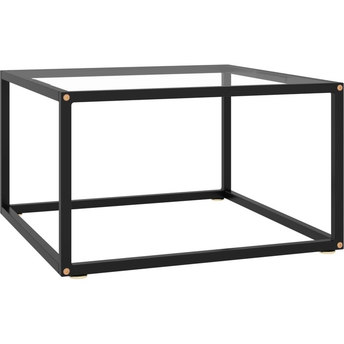 Mesa de centro negra con cristal templado, 60x60x35 cm