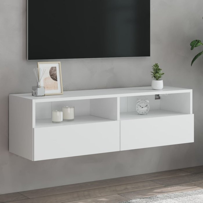 Mueble de tv de pared blanco, 100x30x30 cm, madera de ingeniería