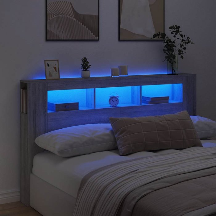 Maison exclusive - cabecero led madera ingeniería gris sonoma 180x18,5x103,5 cm