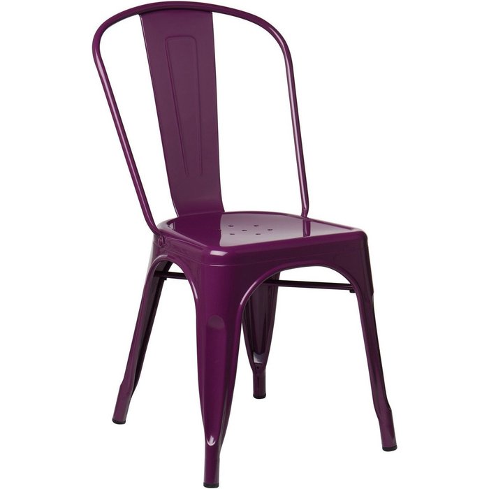Silla industrial de acero brillante kontoir, negra-color violeta