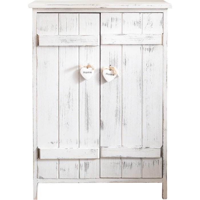 Comoda mueble rebecca mobili 2 puerta madera blanco shabby 70x51x30