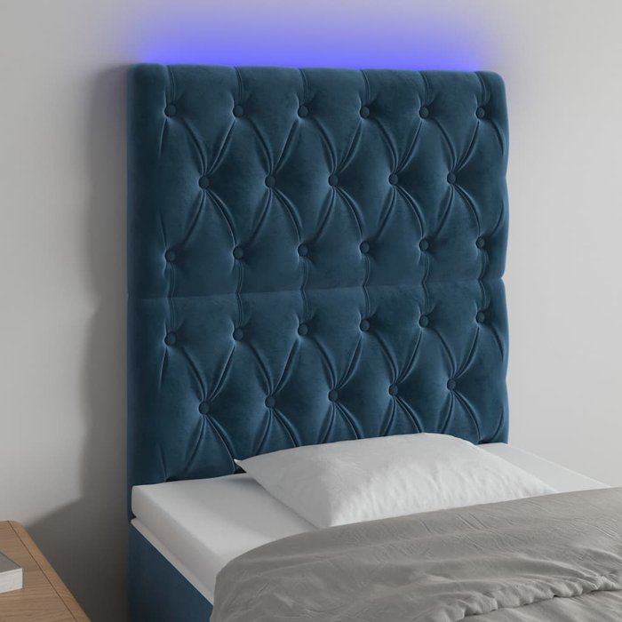 Cabecero led azul oscuro 80x7x118/128 cm terciopelo