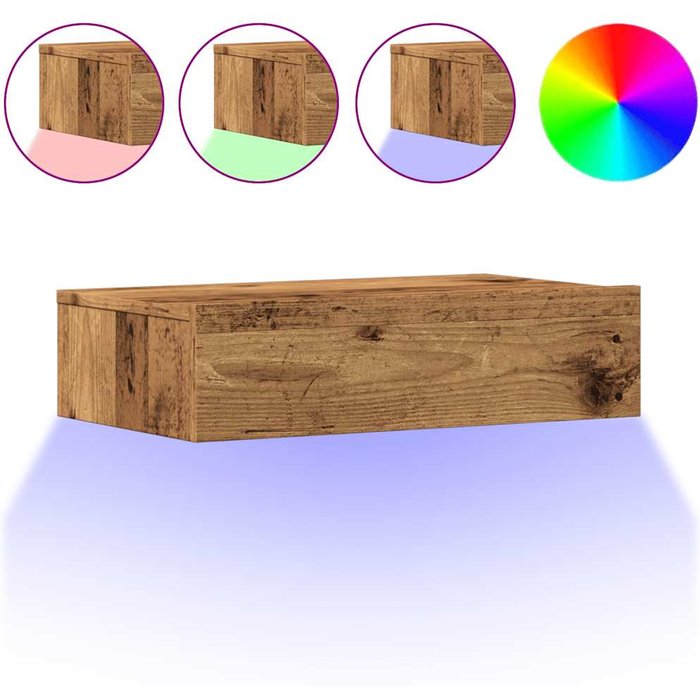 Muebles tv con luces led 2 uds madera envejecida 60x35x15,5 cm - comfortxl
