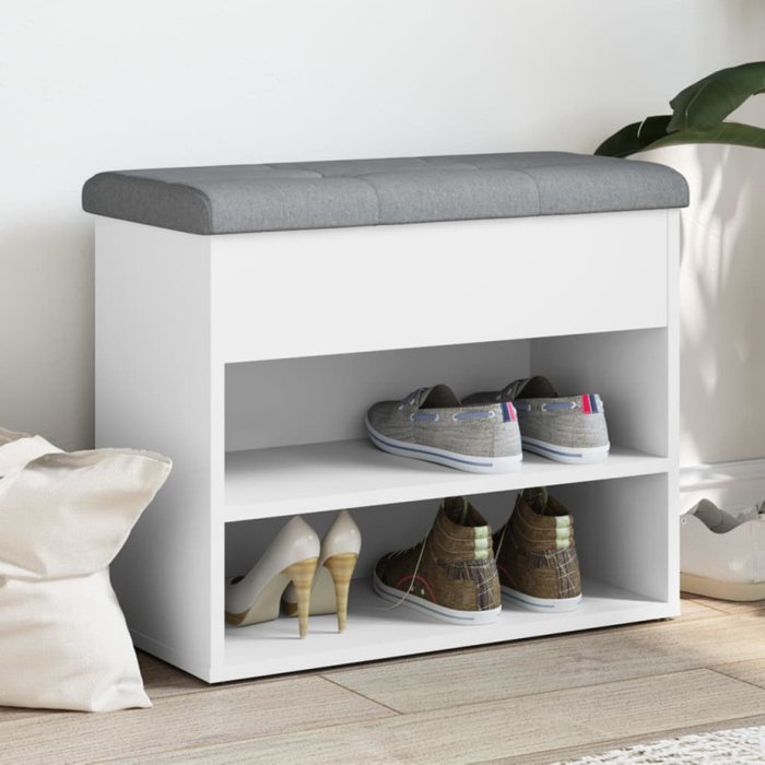 Vidaxl banco zapatero madera de ingeniería blanco 62x32x50 cm