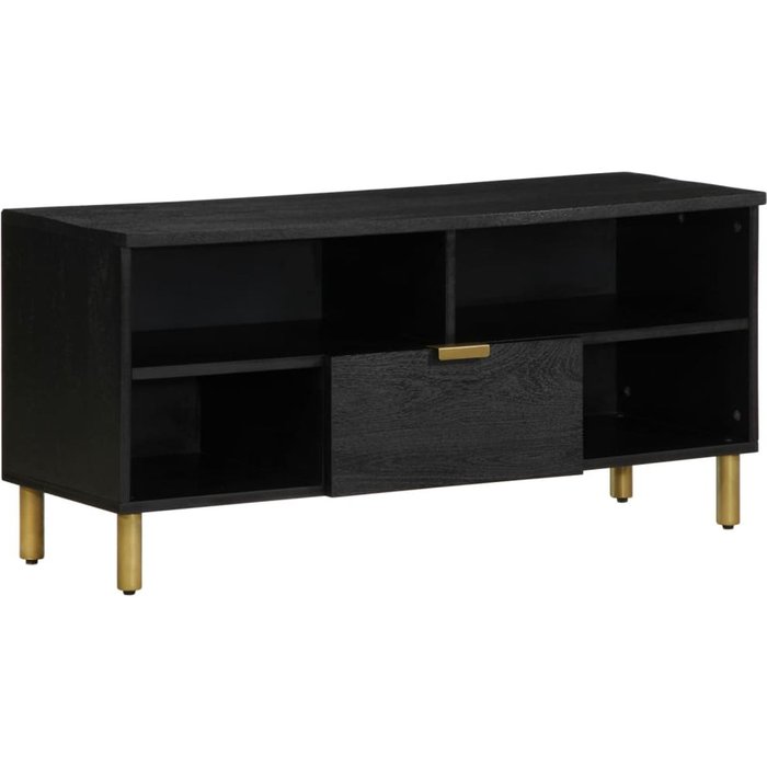 Mueble de tv jiya 1 cajón + 4 compartimentos negro 46x100x33 cm