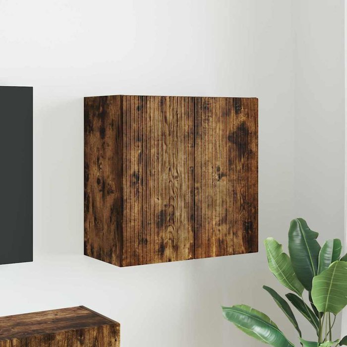Mueble de tv de pared, roble ahumado, 59,5 x 31 x 60 cm, madera de ingeniería