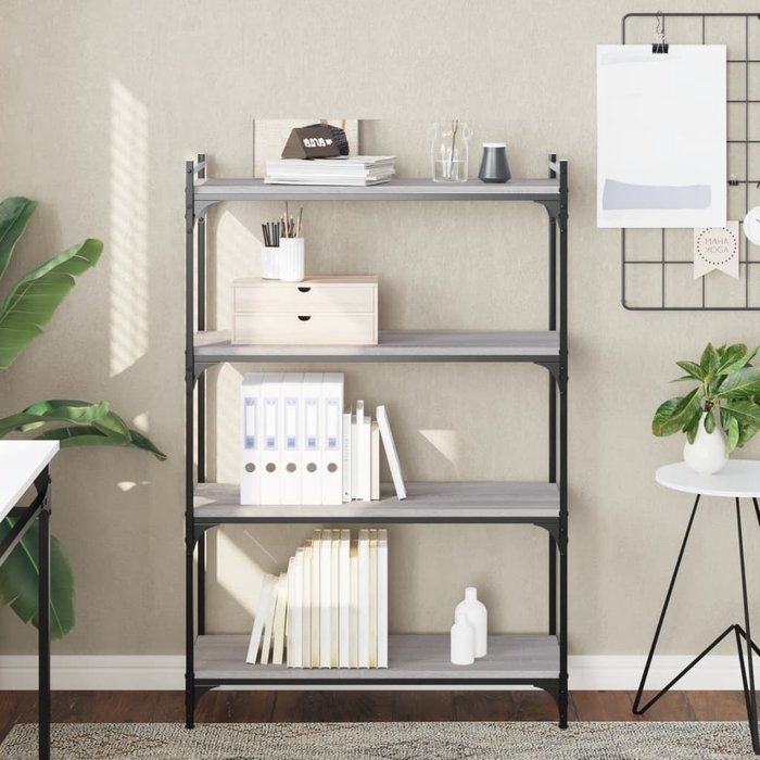 Librería con 4 niveles sonoma gris 80x30x120 cm