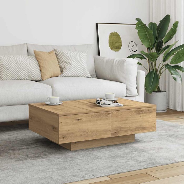 Mesa de centro madera de ingeniería roble artisan 90x60x31 cm