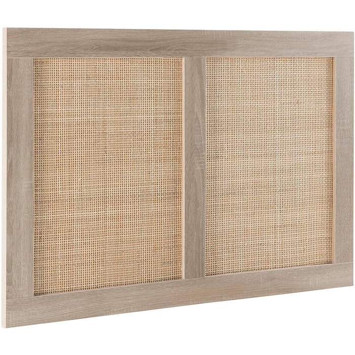 Cabecero de cama musa 95 x 60 cm color roble, ratán natural