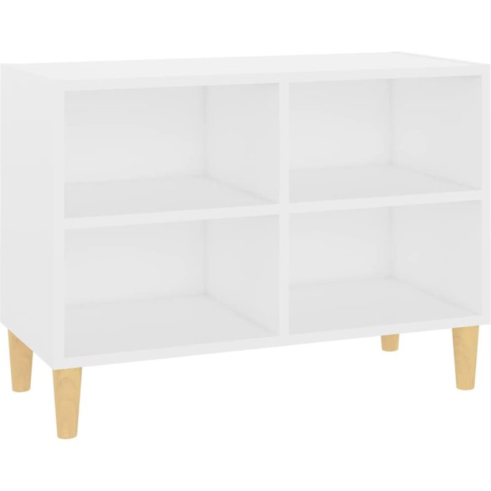 Mueble tv con patas de madera maciza blanco 69,5x30x50 cm
