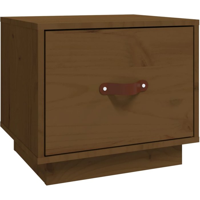 Mesita de noche marrón miel 40x34x35 cm madera maciza de pino