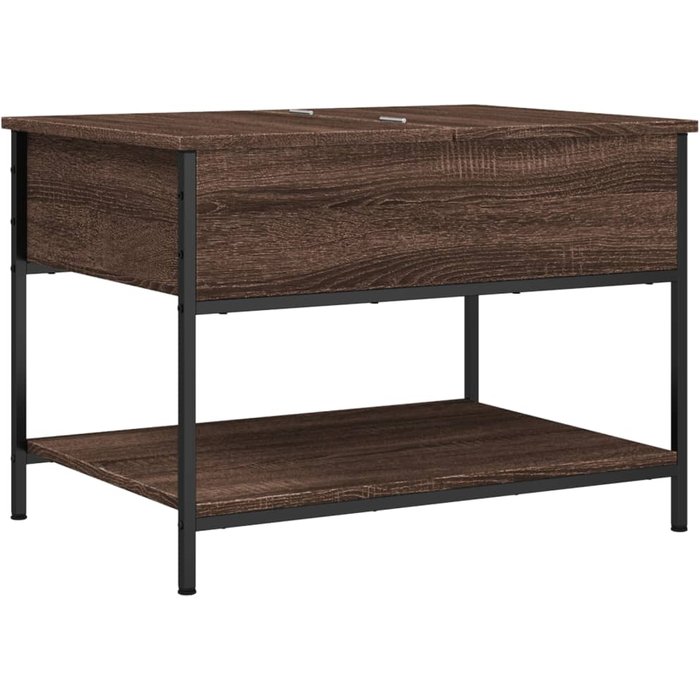 Mesa de centro madera ingeniería metal marrón roble 70x50x50 cm - comfortxl