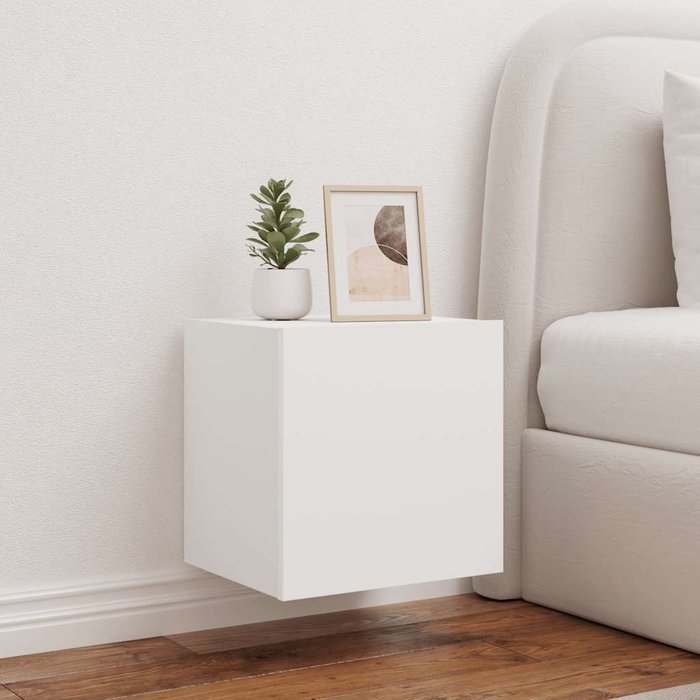 Mueble de tv de pared con luces led blancas, 40,5x35x40 cm