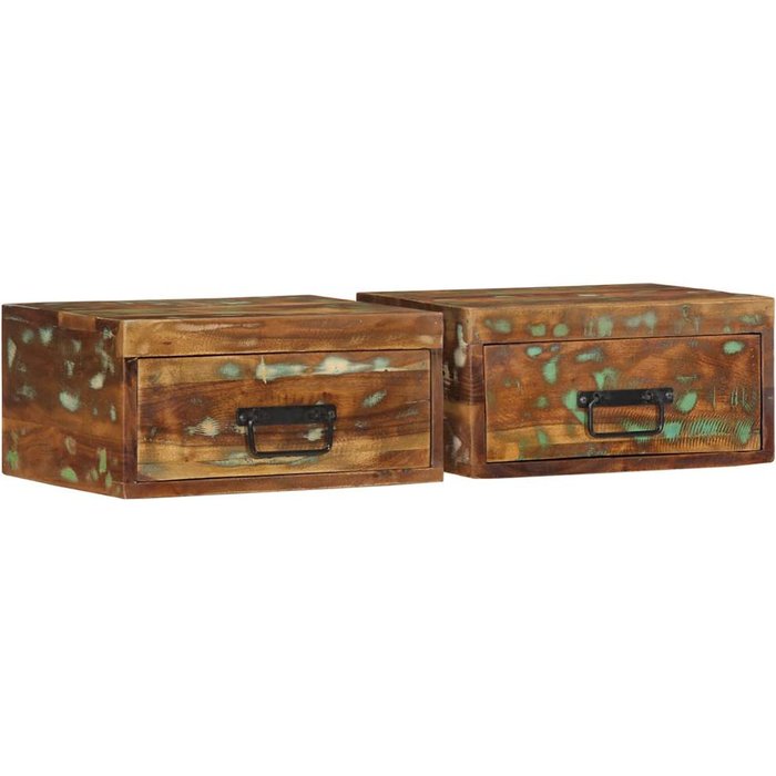 Mesitas de noche de pared 2 unidades madera maciza reciclada