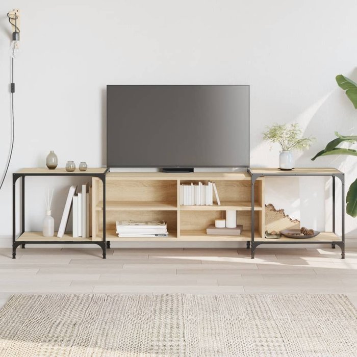 Mueble tv roble sonoma 203x37x50 cm madera contrachapada