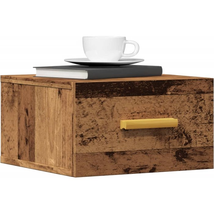 Maison exclusive - mesita de noche de pared madera envejecida 35x35x20 cm