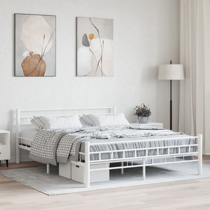 Estructura cama con cabecero sin colchón metal blanco 160x200cm vidaxl