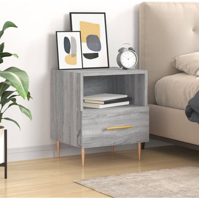 Mesita de noche sonoma gris 40x35x47,5 cm madera de ingeniería