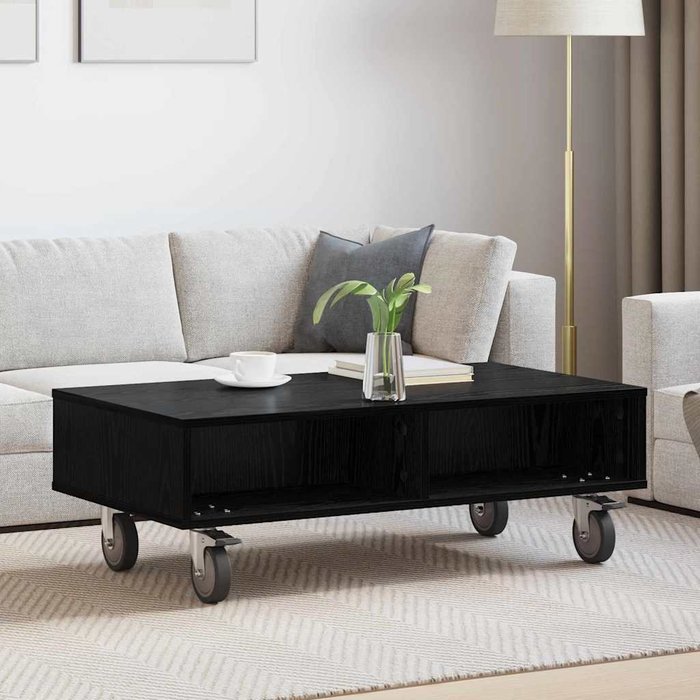 Mesita auxiliar con ruedas, roble negro, 90 x 50 x 30 cm