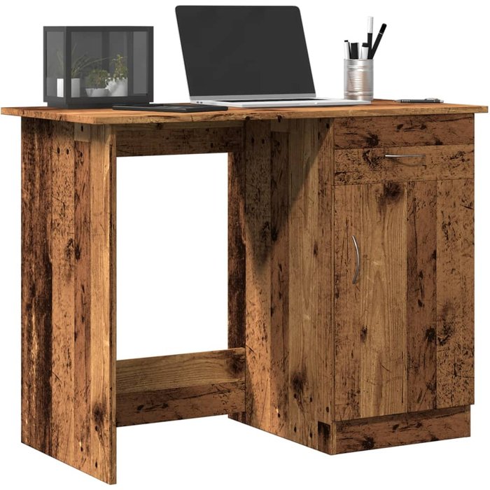 Escritorio antiguo de madera de 100x50x76 cm, fabricado en madera de ingeniería.
