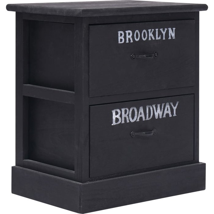 Mesitas de noche 2 unidades madera paulownia negro 38x28x45 cm - comfortxl