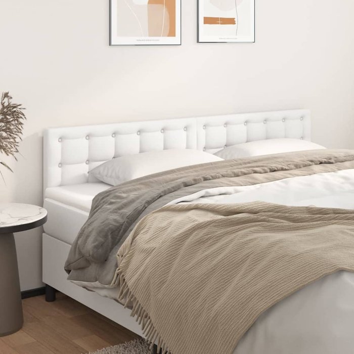 Cabeceros 2 uds blanco 80x5x78/88 cm polipiel