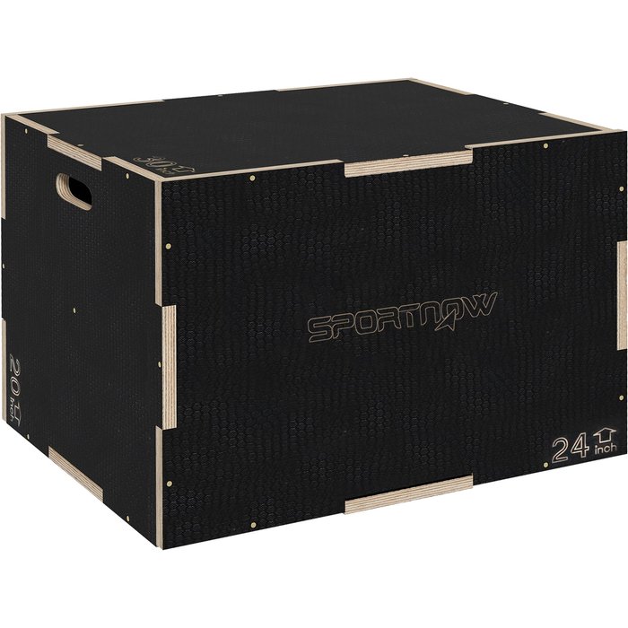 Cajón pliométrico sportnow madera de haya negro 61x51x41 cm