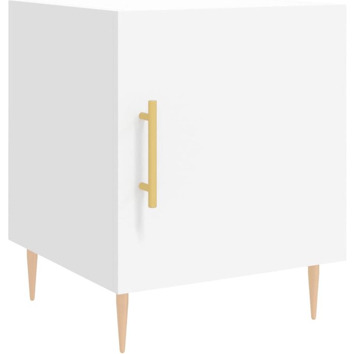 Mesita de noche blanca 40x40x50 cm de madera contrachapada