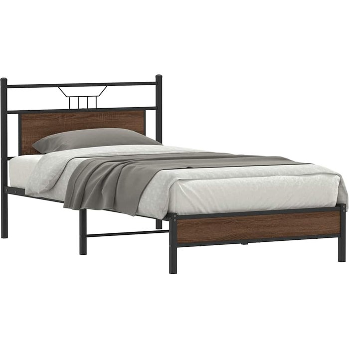 Estructura de cama sin colchón madera marrón roble 100x200 cm