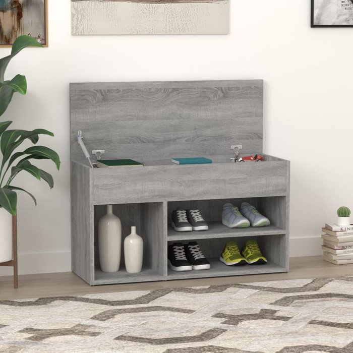 Maison exclusive - banco zapatero madera contrachapada gris sonoma 80x30x45 cm