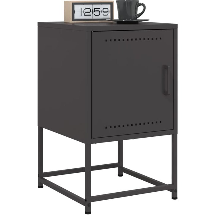 Mesitas de noche negras de 2 piezas, 36x39x60,5 cm, acero