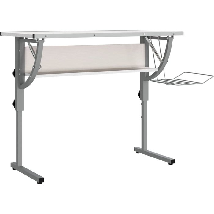 Mesa de dibujo madera y acero blanco y gris 110x53x(58-87) cm - comfortxl