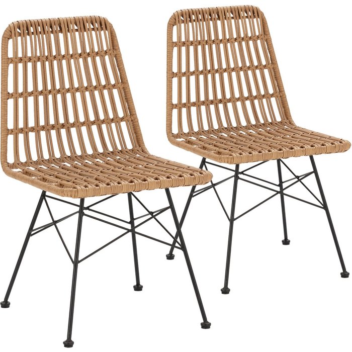 Pack 2 sillas de comedor o jardín aitana ratan/negro