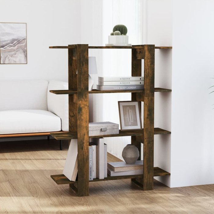 Estantería/separador de ambientes, roble ahumado, 100x30x123,5 cm - pangivo