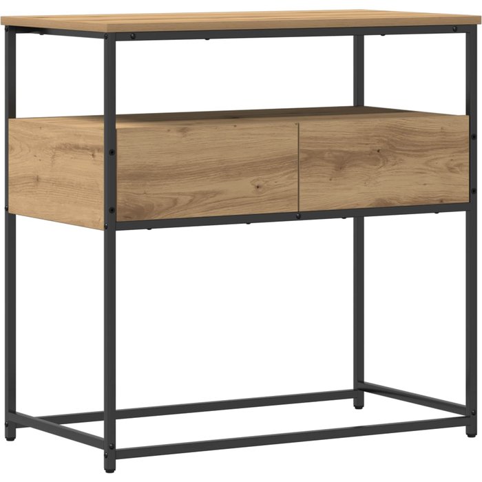 Mesa consola, roble artesanal, 75 x 40 x 75 cm, madera de ingeniería.