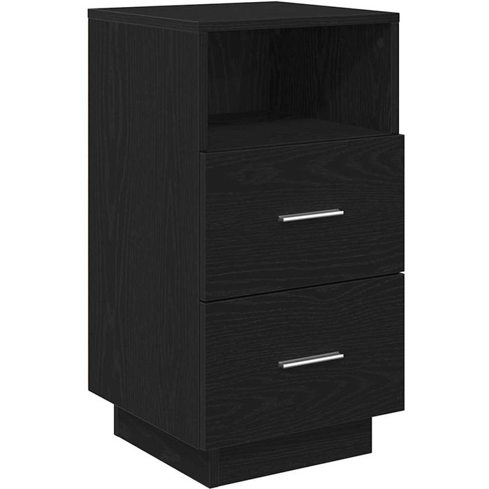 Mesilla de noche,mesilla de noche con 2 cajones negro 36x36x68 cm cfw619274