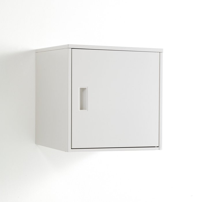 Armario mural industrial de acero blanco con puerta y estante – cm l38xp38xh38