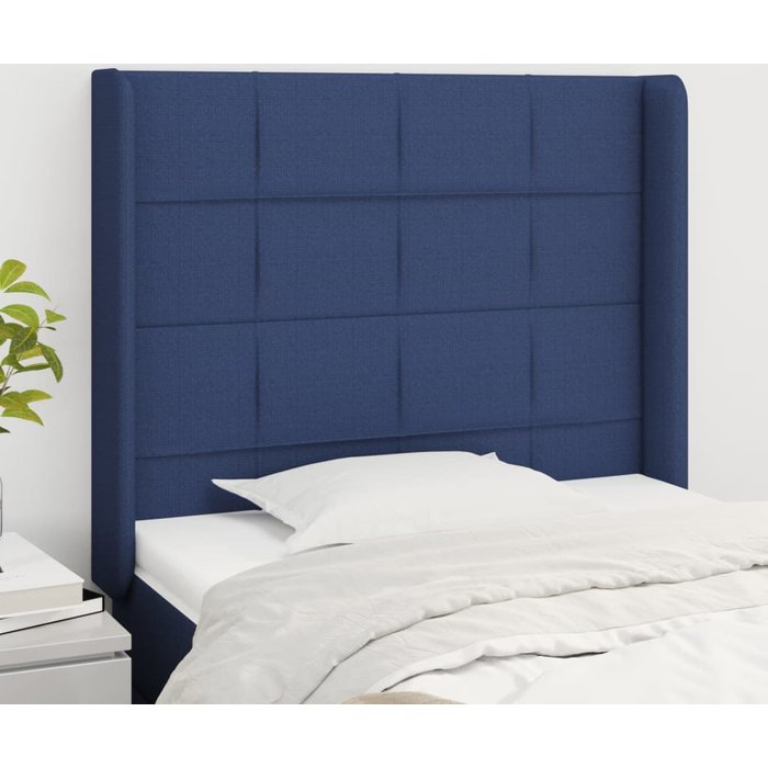 Cabecero con orejas azul 103x16x118/128 cm tela