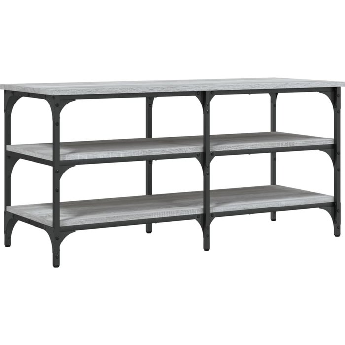 Banco zapatero madera de ingeniería gris sonoma 100x38,5x49 cm - comfortxl