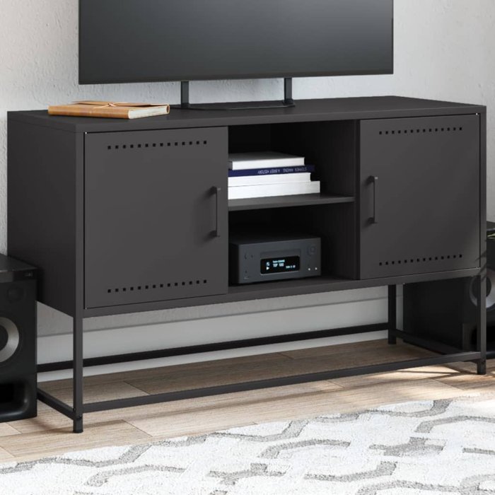 Mueble tv negro 100,5x39x60,5 cm acero