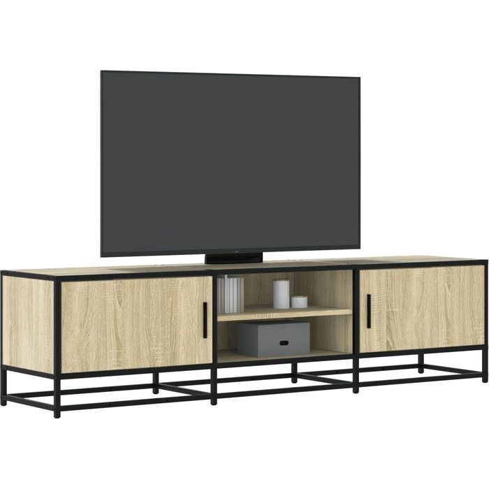 Mueble tv metal y madera ingeniería roble 160x35x41 cm