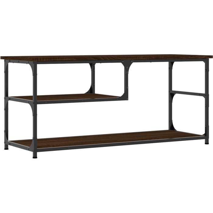 Mueble de tv en contrachapado de roble marrón y acero 103x38x46,5 cm - comfortxl