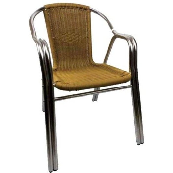 Silla de terraza de aluminio y ratán en color crema hobeto 178097