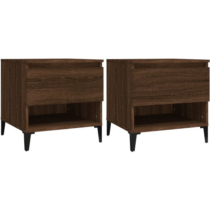 Mesas auxiliares 2 uds contrachapada roble marrón 50x46x50 cm - comfortxl