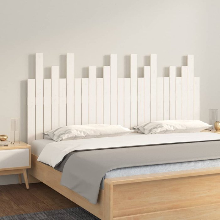 Vidaxl cabecero de cama pared madera maciza pino blanco 159,5x3x80 cm