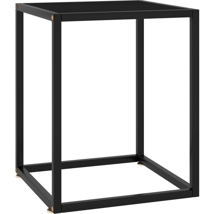 Mesa de centro negra con tablero de cristal negro, 40x40x50 cm