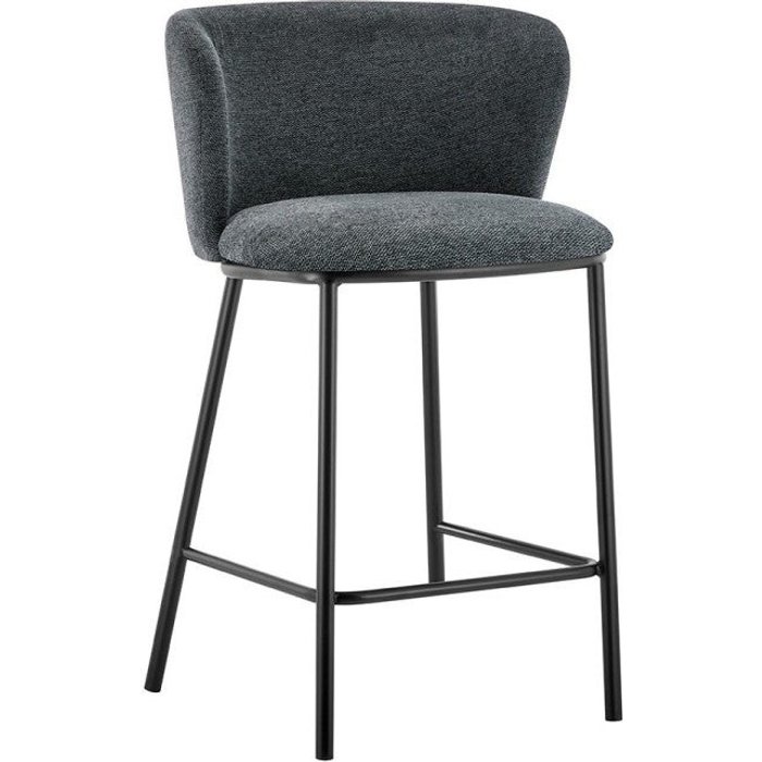 Silla de mostrador arthus – tela gris oscuro – diseño moderno h88,5 cm