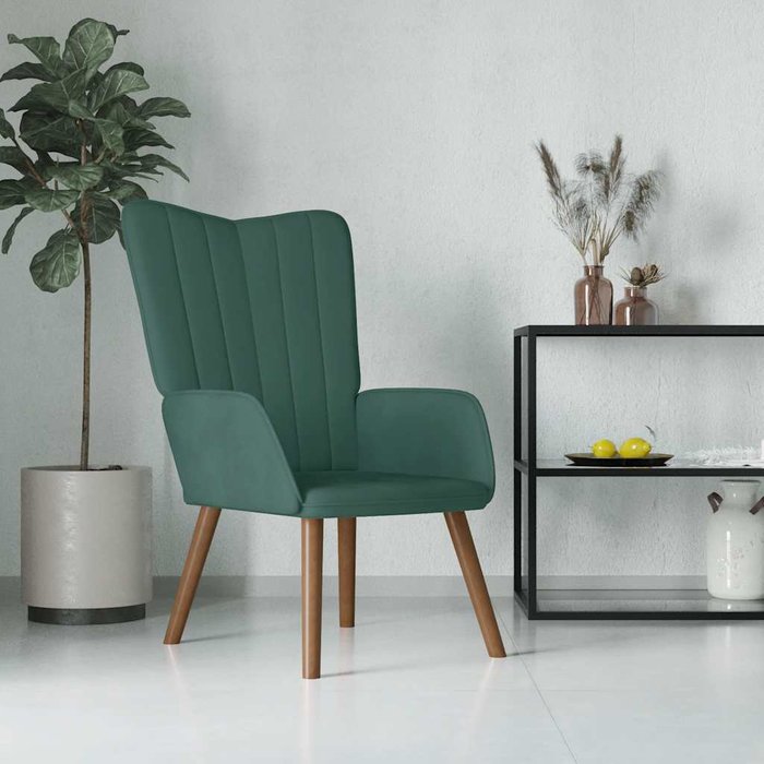 Silla de relajación | silla de relax de terciopelo verde oscuro cfw54235