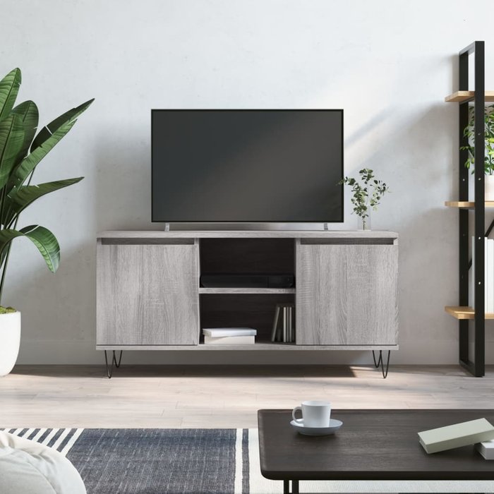 Mueble de tv sonoma gris 104x35x50 cm madera de ingeniería