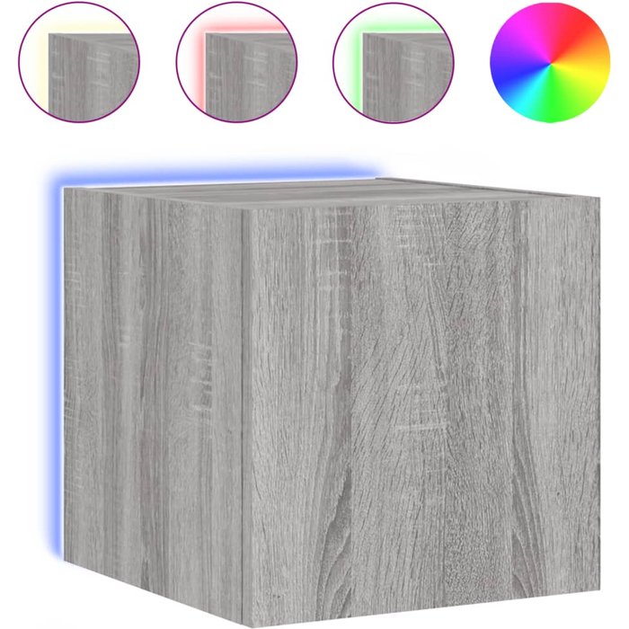 Mueble de tv de pared con luces led gris sonoma 30,5x35x30 cm - comfortxl